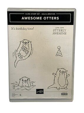 PRE-USED Stampin’ Up! Awesome Otters 6-Pcs Cling Rubber Stamp Set Sale-A-Bration